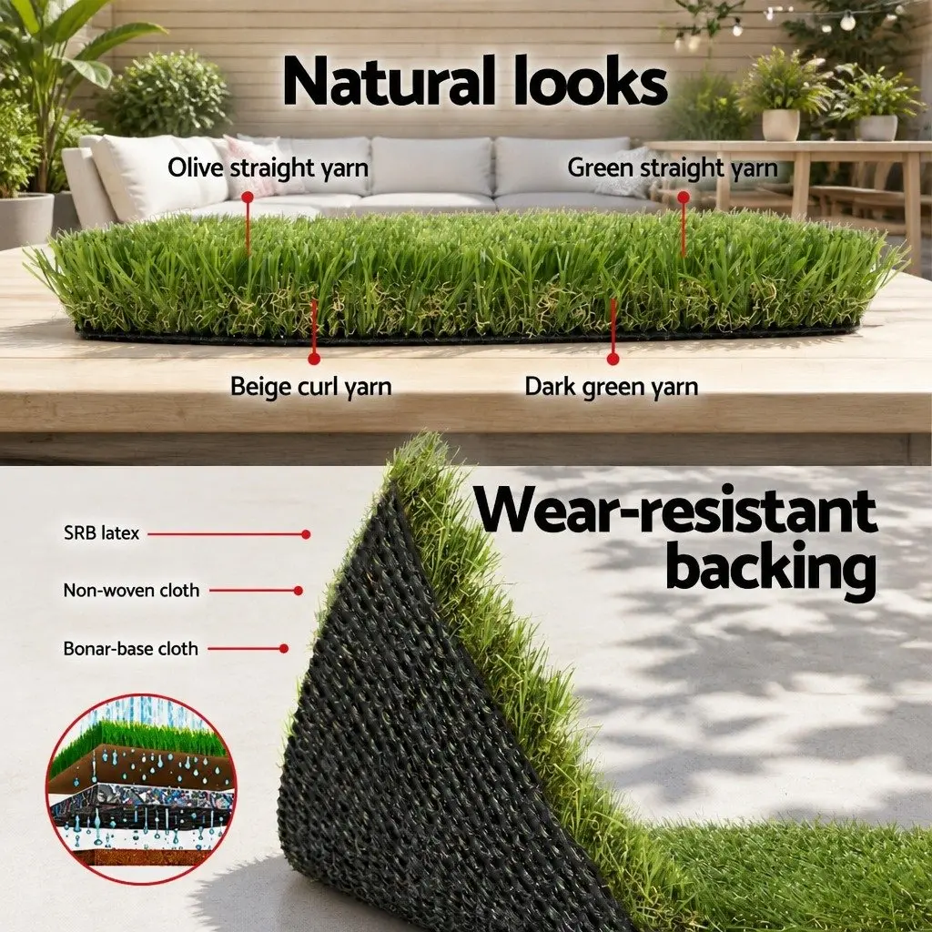 Artificial Grass Synthetic Lawn Turf 30mm Thick 2m x 5m Garden Outdoor