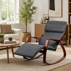 Friendly Charcoal Rocking Armchair with Footrest