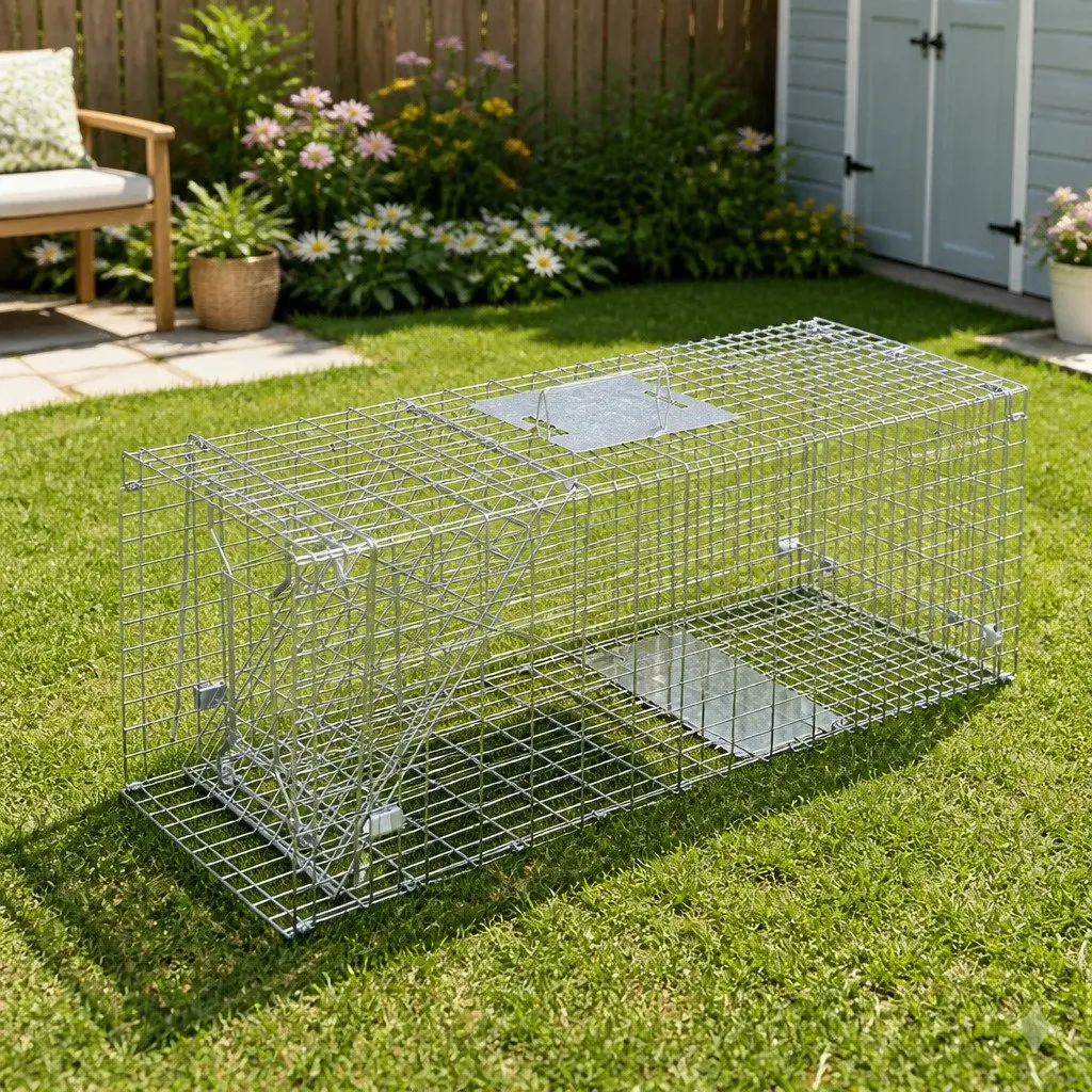 Humane Animal Trap Cage Collapsible 79x28cm Spring Door