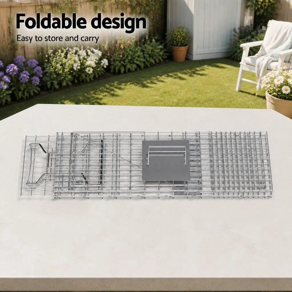 Humane Animal Trap Cage Collapsible 79x28cm Spring Door