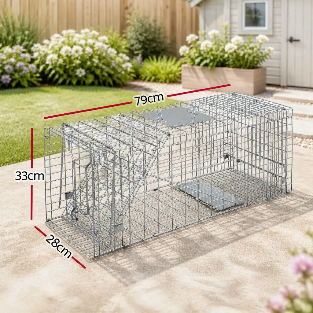 Humane Animal Trap Cage Collapsible 79x28cm Spring Door
