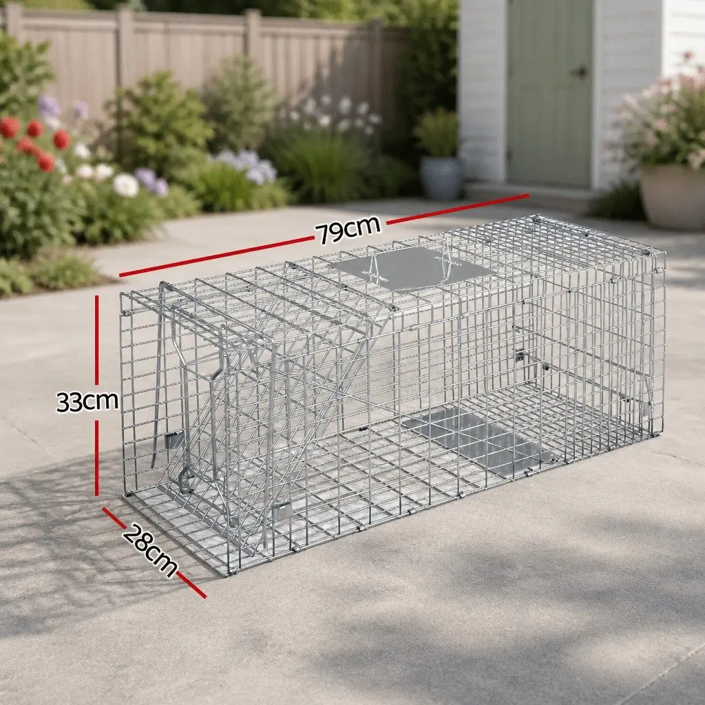Humane Animal Trap Cage Collapsible 79x28cm Spring Door