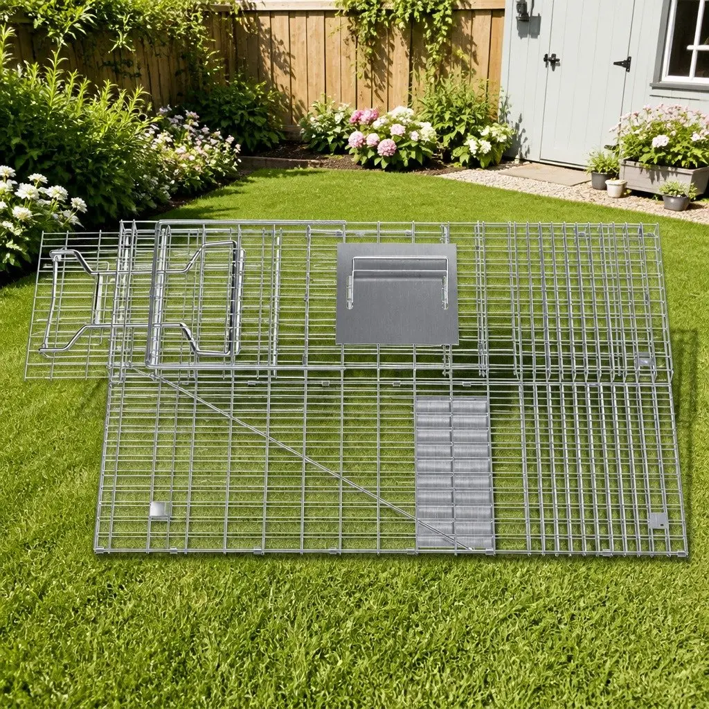 Humane Animal Trap Cage Collapsible 79x28cm Spring Door