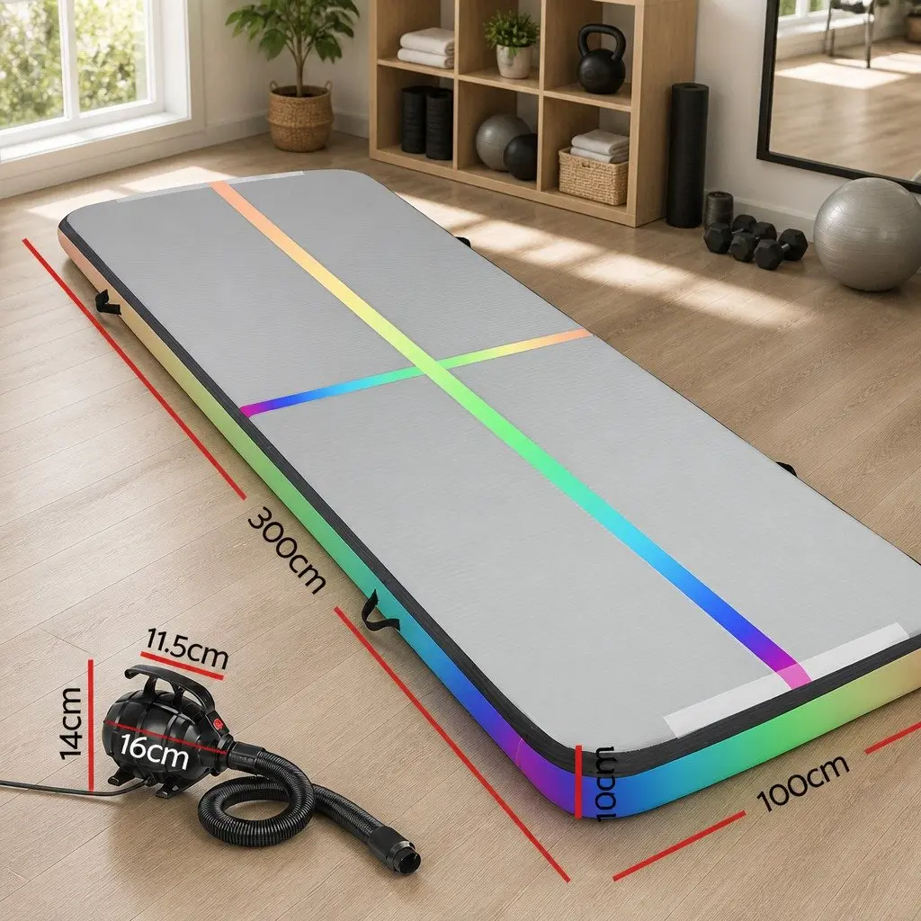 Air Track Gymnastics Mat Inflatable 3M Tumbling Exercise Mat with Electric Pump