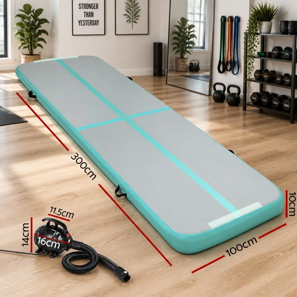 Air Track Mat 3M Inflatable Gymnastics Tumbling Exercise Mat with Electric Pump