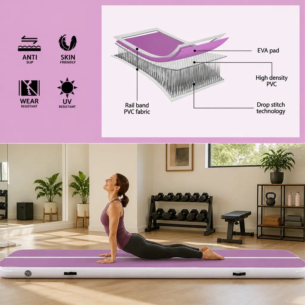 Air Track Mat Inflatable 4M Gymnastics Tumbling Exercise Yoga Training