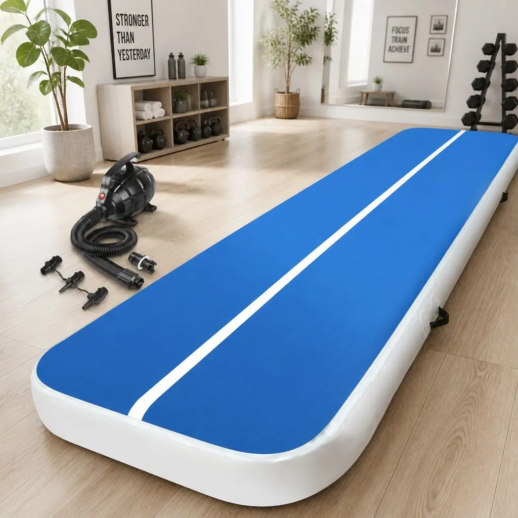 Inflatable Air Track Mat 4M x 1M 20cm Thick Gymnastics Tumbling Training with Electric Pump