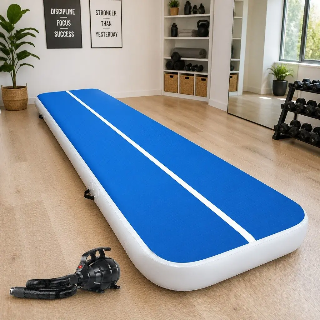 Inflatable Air Track Mat 4M x 1M 20cm Thick Gymnastics Tumbling Training with Electric Pump