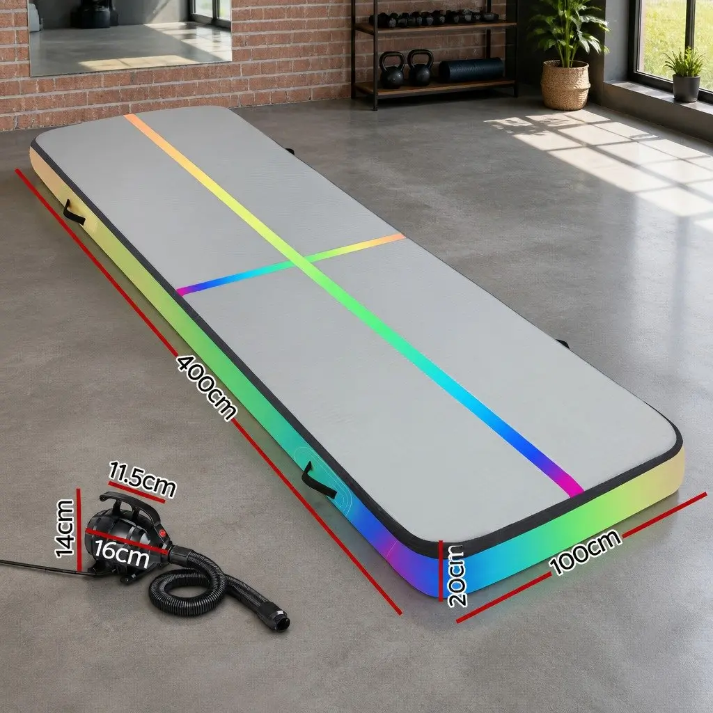 Air Track Gymnastics Tumbling Mat Inflatable 4M with Anti-Slip Surface and Electric Air Pump