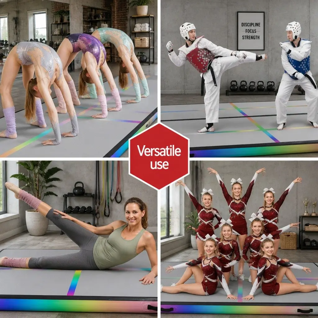Air Track Gymnastics Tumbling Mat Inflatable 4M with Anti-Slip Surface and Electric Air Pump