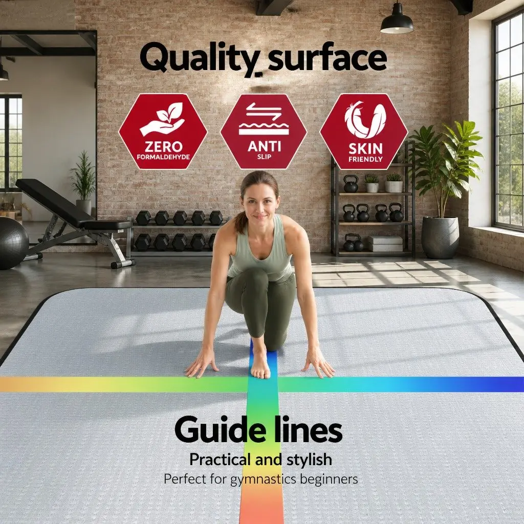 Air Track Gymnastics Tumbling Mat Inflatable 4M with Anti-Slip Surface and Electric Air Pump