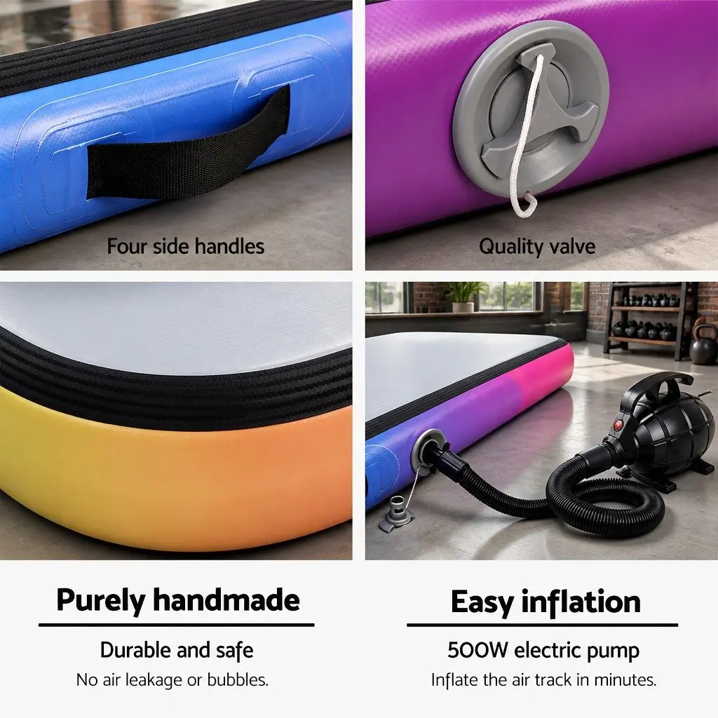 Air Track Gymnastics Tumbling Mat Inflatable 4M with Anti-Slip Surface and Electric Air Pump