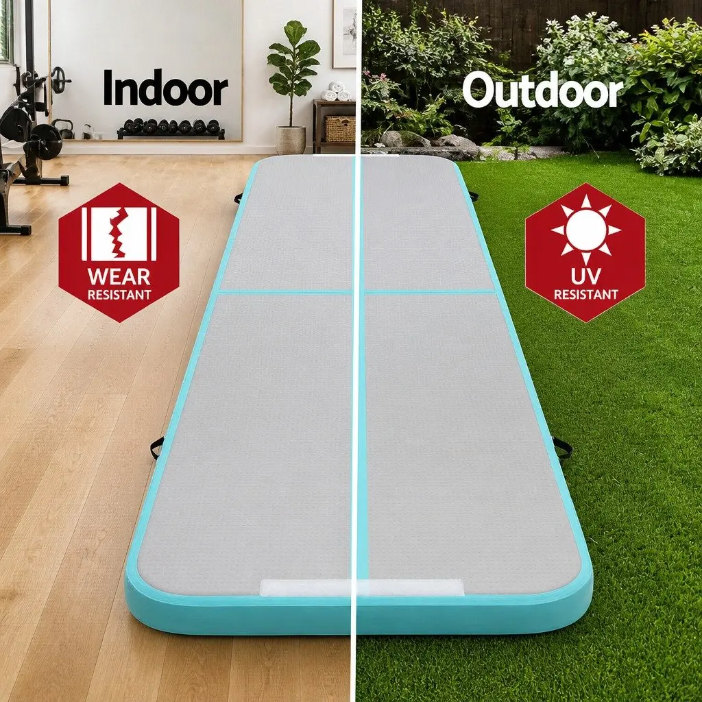 Inflatable Air Track Mat 5M Gymnastics Tumbling Training Exercise Fitness Green