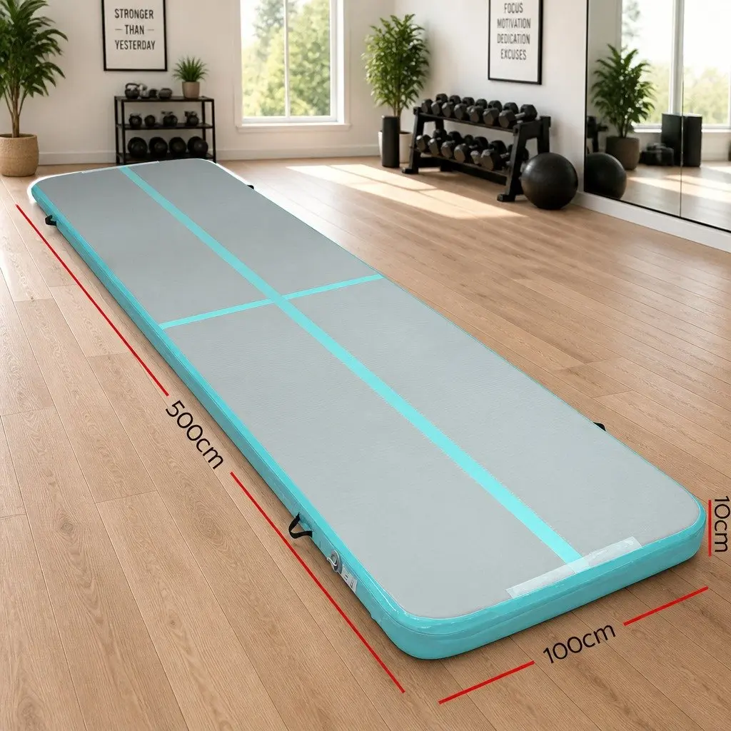 Inflatable Air Track Mat 5M Cushioned Surface for Gymnastics Tumbling Yoga Home Fitness