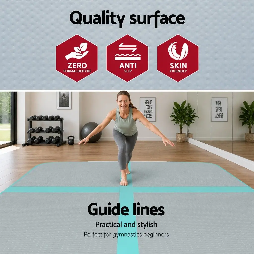 Inflatable Air Track Mat 5M Cushioned Surface for Gymnastics Tumbling Yoga Home Fitness