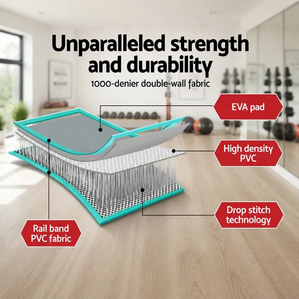 Inflatable Air Track Mat 5M Cushioned Surface for Gymnastics Tumbling Yoga Home Fitness