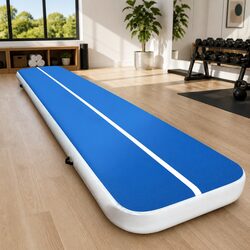 Inflatable Air Track Mat 5m x 1m Gymnastic Tumbling Exercise Bouncy Blue White