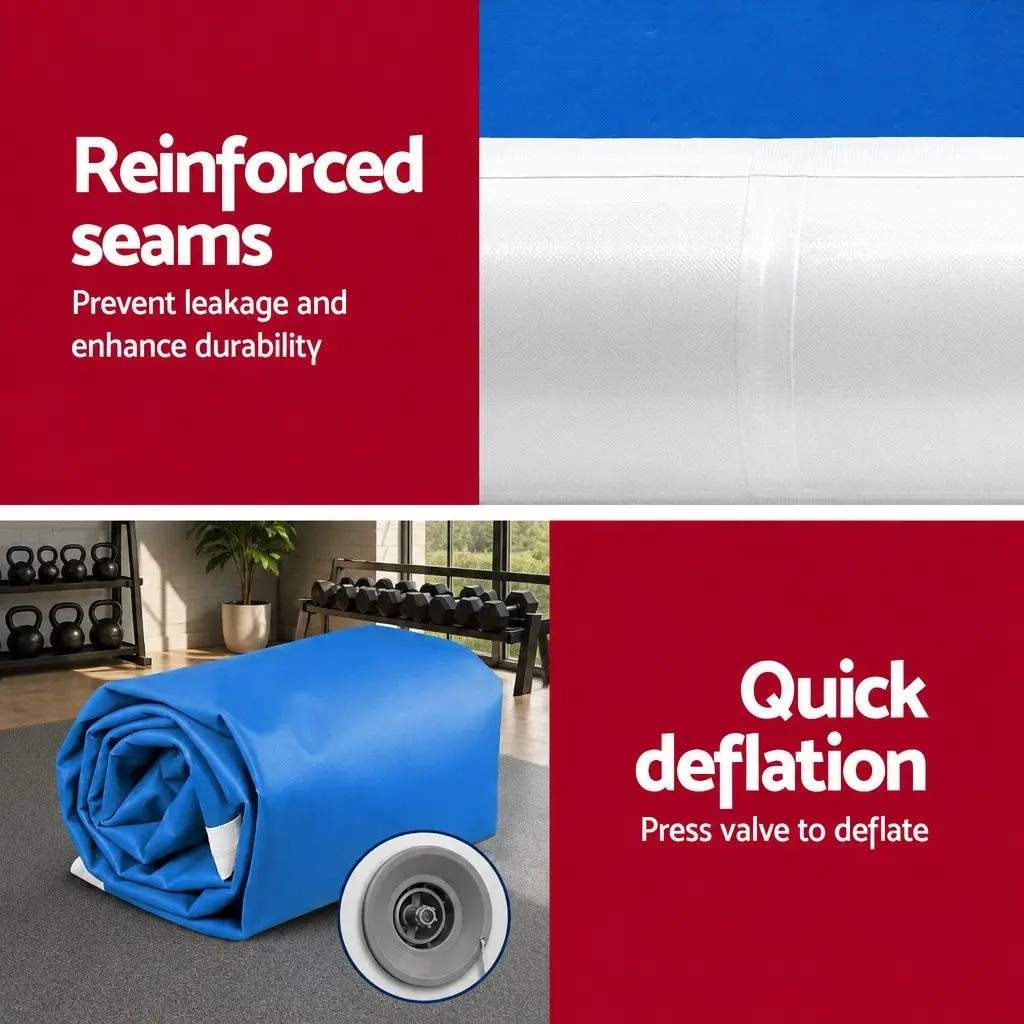 Inflatable Air Track Mat 5m x 1m Gymnastic Tumbling Exercise Bouncy Blue White