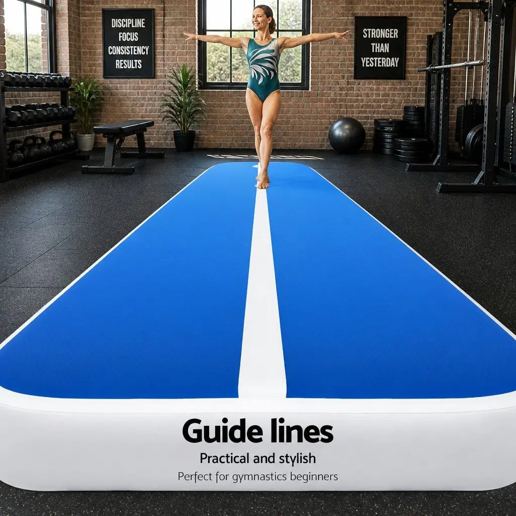 Inflatable Air Track Mat Cushioned Surface 6m x 1m Gymnastics Tumbling Exercise Training Pad