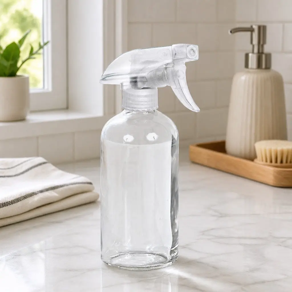 500ml Clear Glass Spray Bottles Ergonomic Trigger Nozzle Fine Mist Stream Set of 4