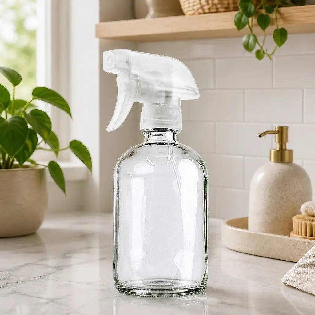 500ml Clear Glass Spray Bottles Adjustable Nozzle Ergonomic Trigger 6 Piece
