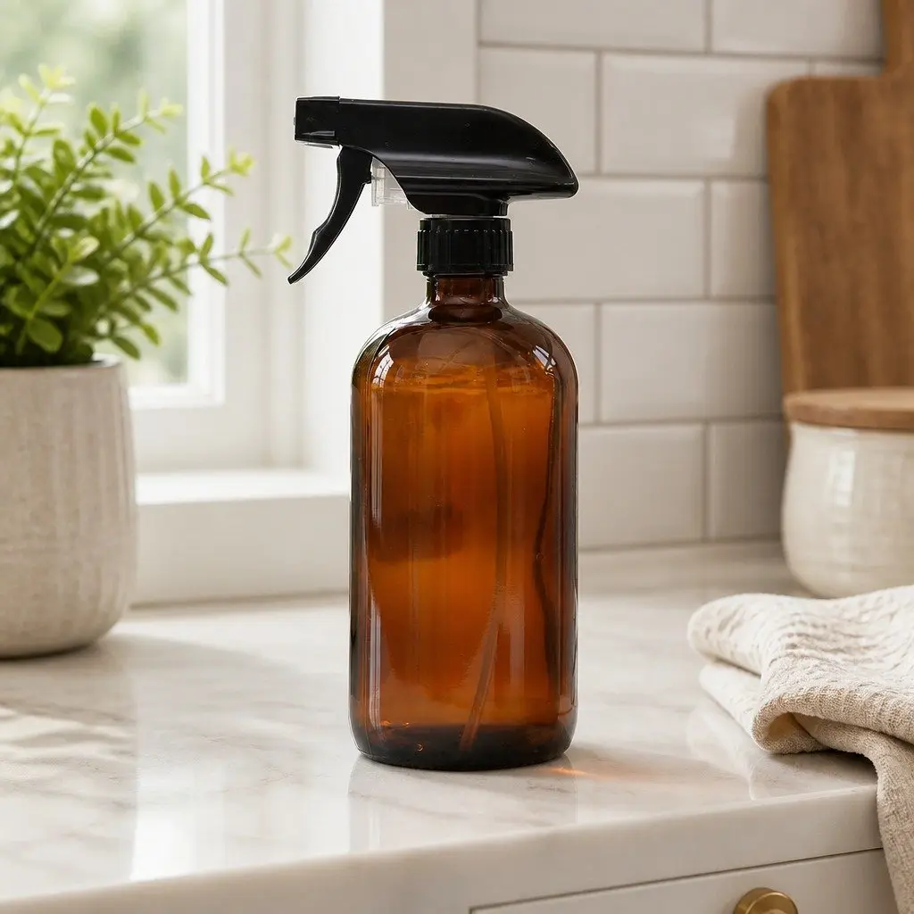 Amber Glass Spray Bottles Adjustable Nozzle 500ml Set of 4
