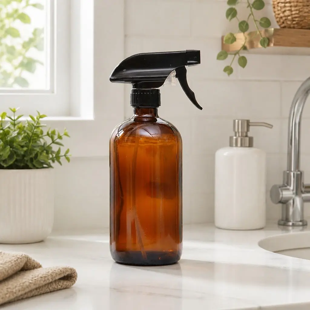 Amber Glass Spray Bottles Adjustable Nozzle 500ml Set of 4