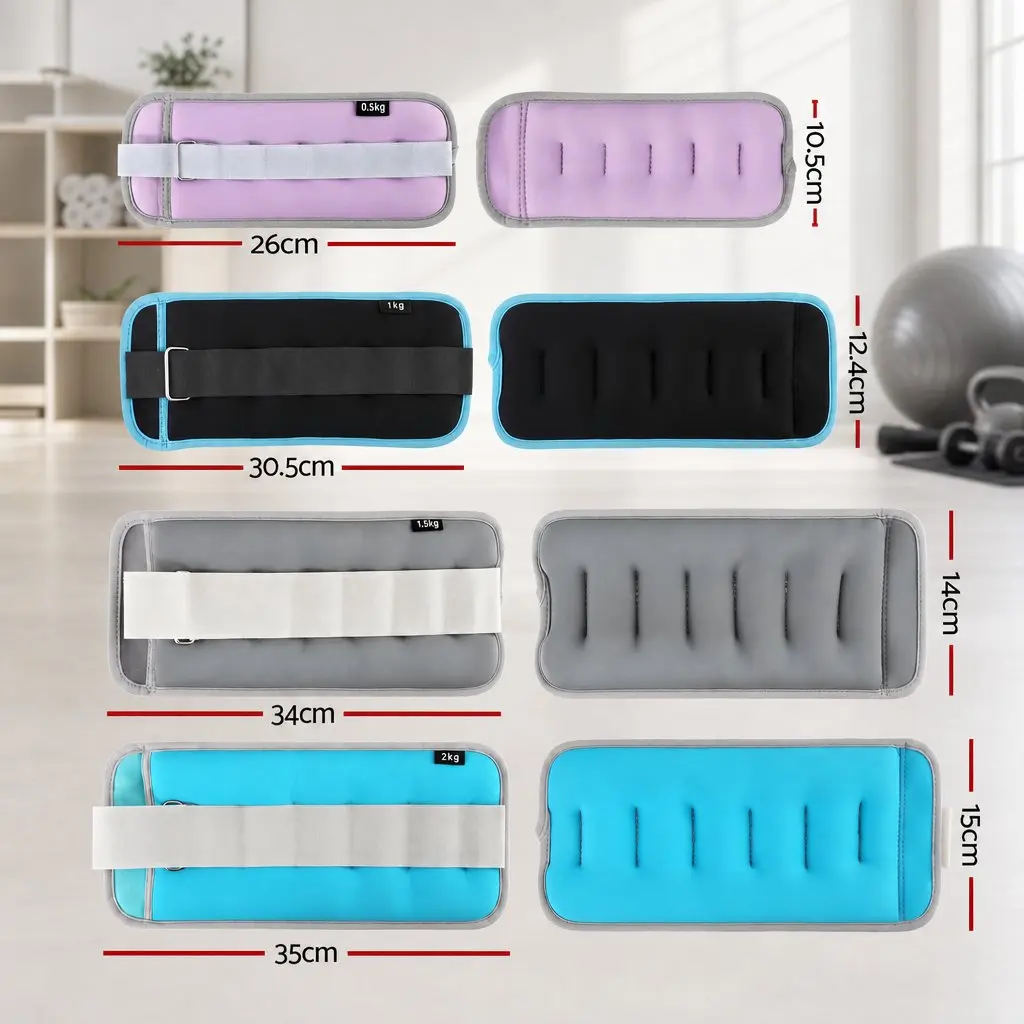 Ankle Wrist Weights Set 4 Pairs 1kg 2kg 3kg 4kg Home Fitness Walking Running