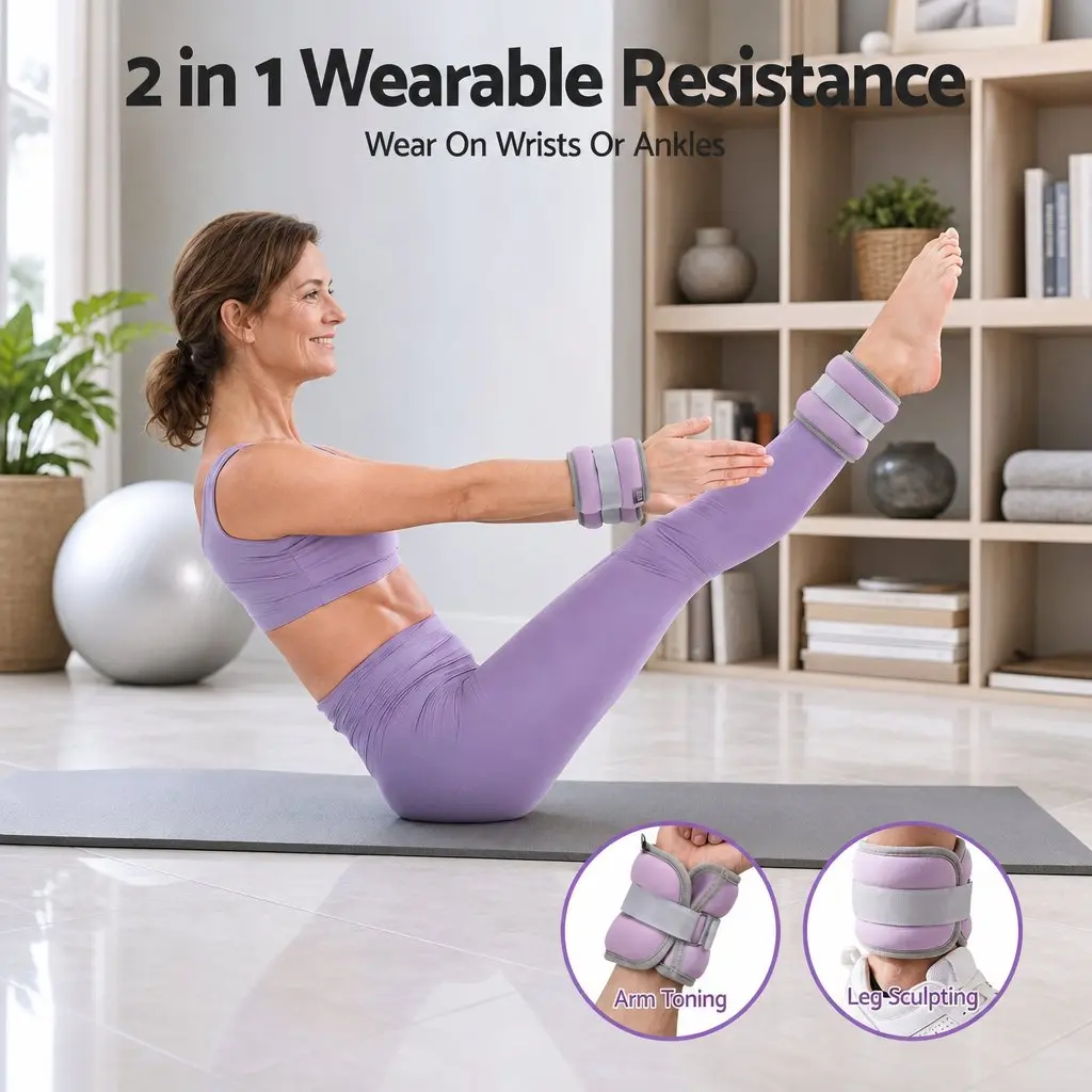 Ankle Wrist Weights Set 4 Pairs 1kg 2kg 3kg 4kg Home Fitness Walking Running