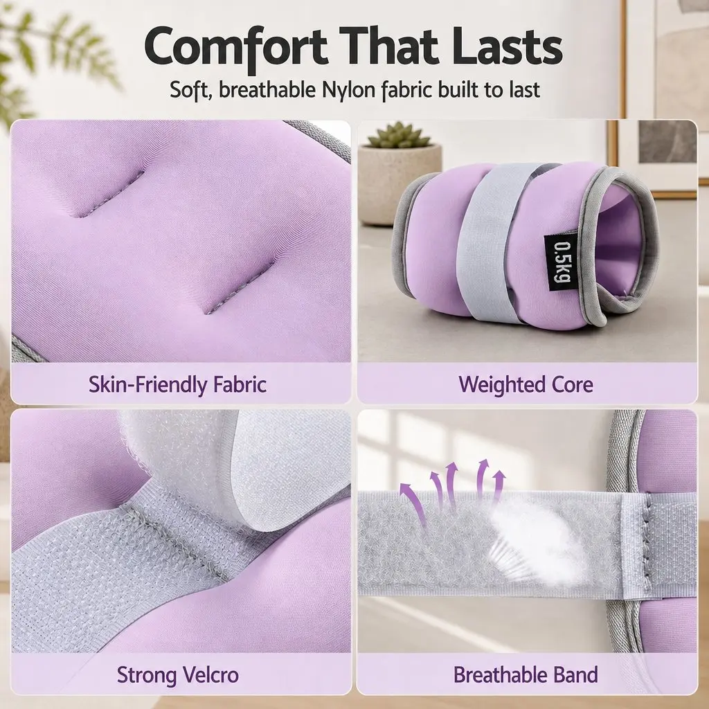 Ankle Wrist Weights Set 4 Pairs 1kg 2kg 3kg 4kg Home Fitness Walking Running
