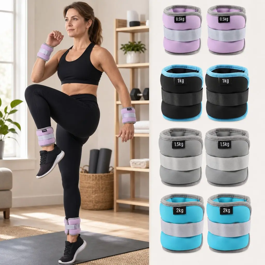 Ankle Wrist Weights Set 4 Pairs 1kg 2kg 3kg 4kg Home Fitness Walking Running