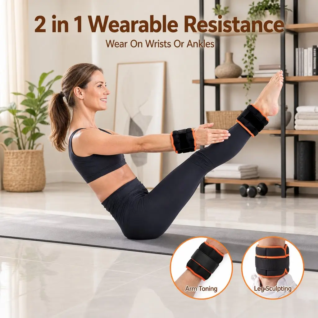 Adjustable Ankle Weights Removable Sandbags 34.5L x 14W cm Pair