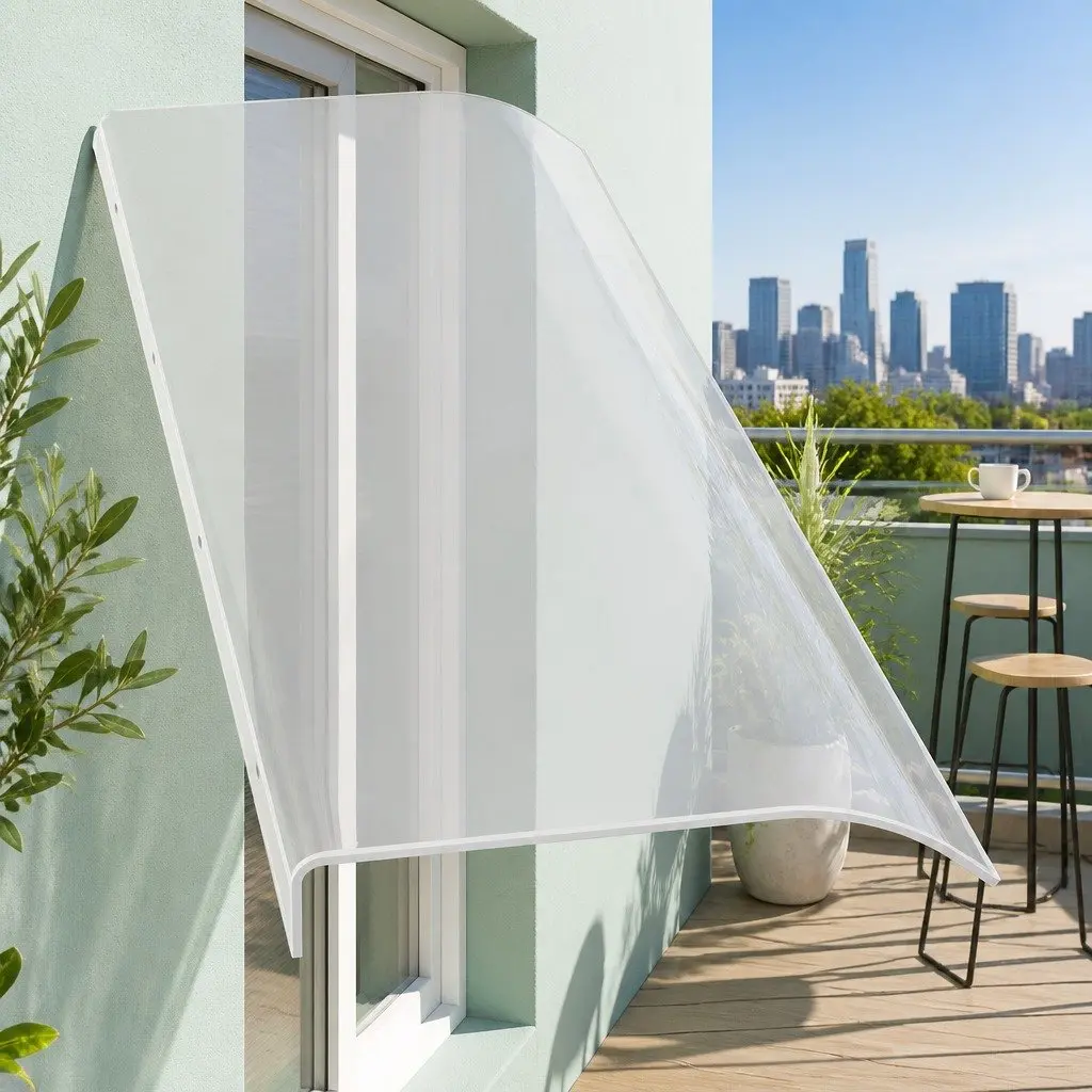 Window Door Awning Transparent PET Polycarbonate Sheet 0.4m x 1m UV Rain Resistant