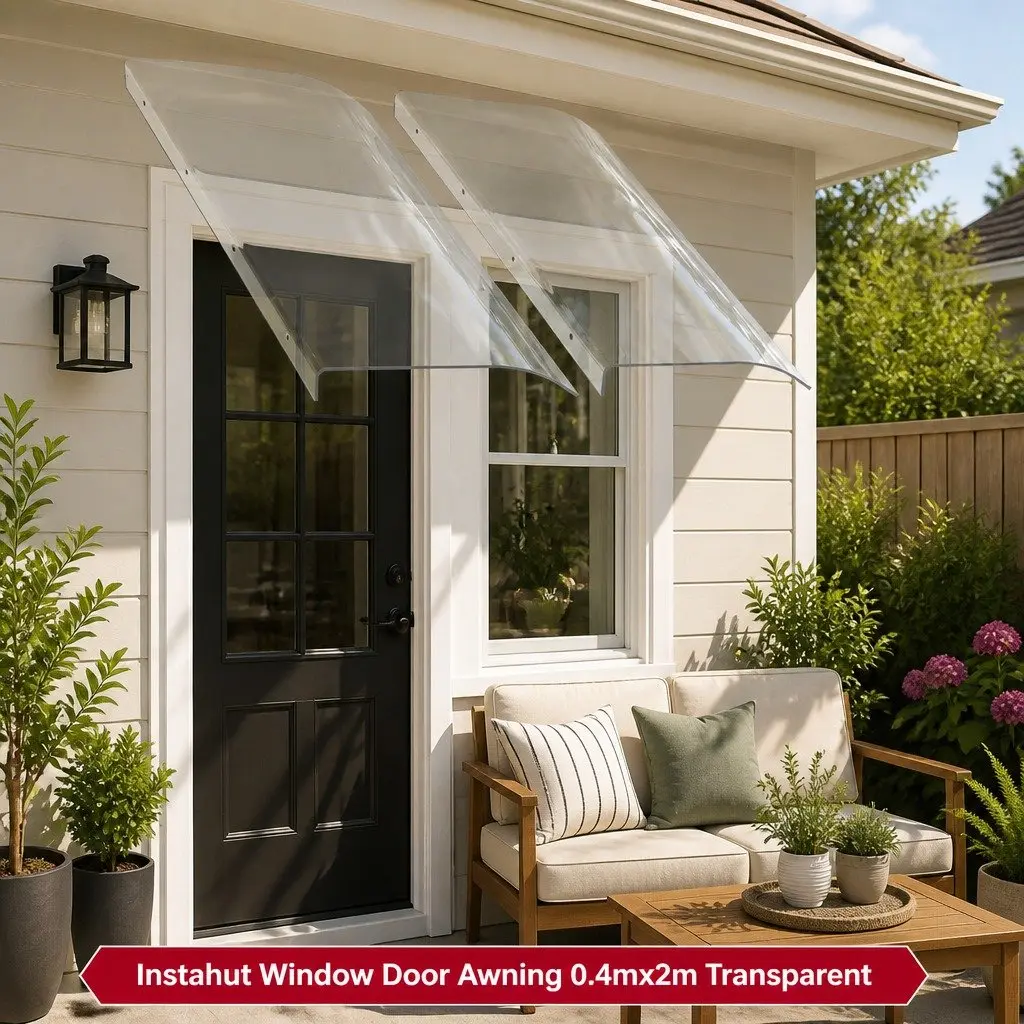 Window Door Awning Transparent Polycarbonate Sheet 0.4m x 2m UV Rain Protection