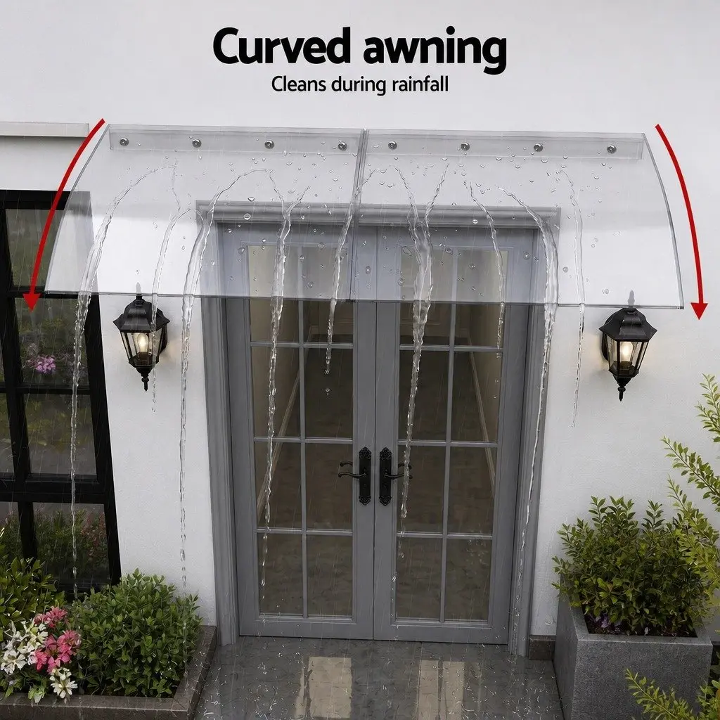Window Door Awning Transparent Polycarbonate Sheet 0.4m x 2m UV Rain Protection