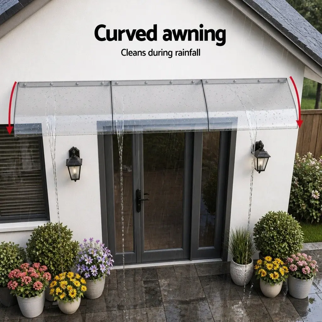Window Door Awning Transparent Polycarbonate Sheet 0.4m x 3m DIY Installation
