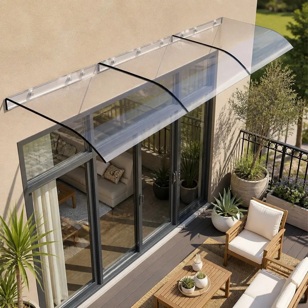 Window Door Awning Transparent Polycarbonate Sheet 0.4m x 3m DIY Installation