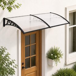Window Door Awning 0.8M x 2M Transparent PC Panel Canopy Shelter Cover