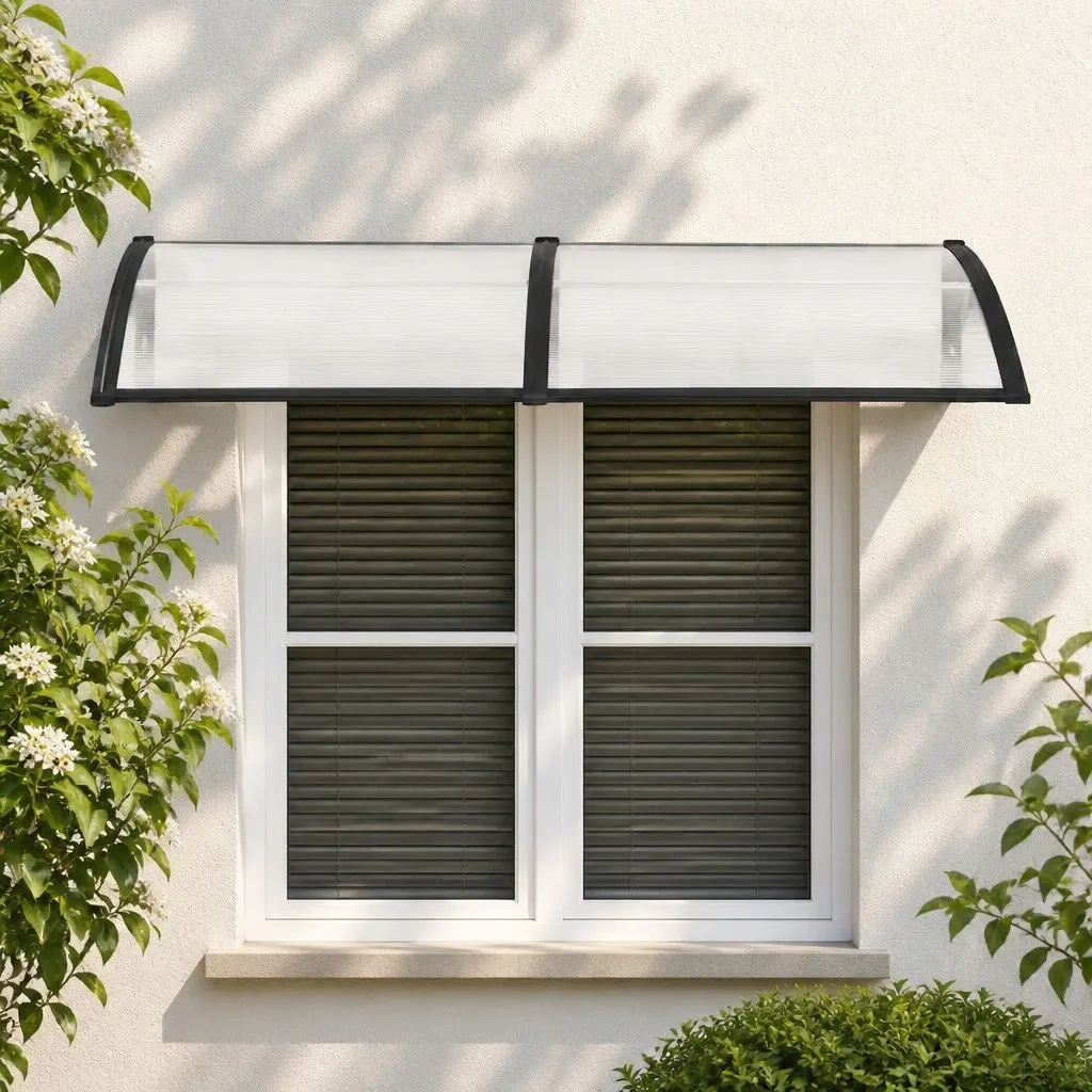 Window Door Awning 0.8M x 2M Transparent PC Panel Canopy Shelter Cover