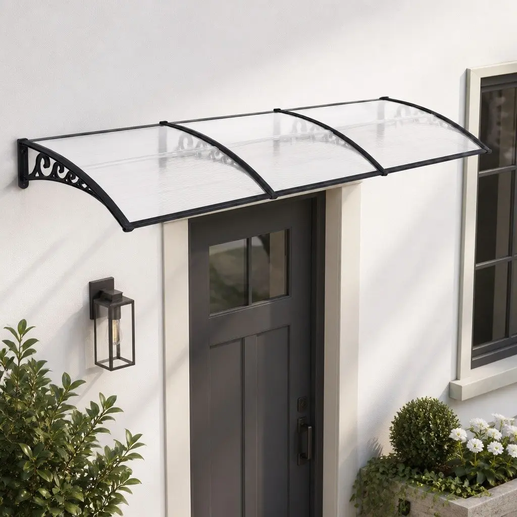 Window Door Awning 0.8mx3m Transparent PC Panel Canopy Balcony Cover