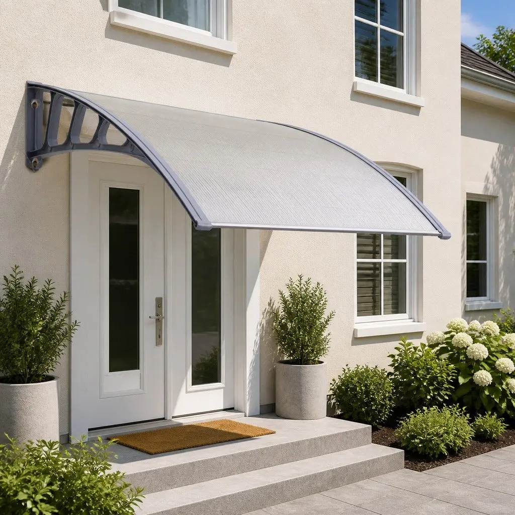 Awning Canopy UV and Rain Resistant 1.5M x 2M Clear Panel Grey Frame
