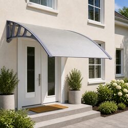 Window Door Awning Canopy 1.5M x 2M Clear Panel Grey Frame DIY Outdoor Shade