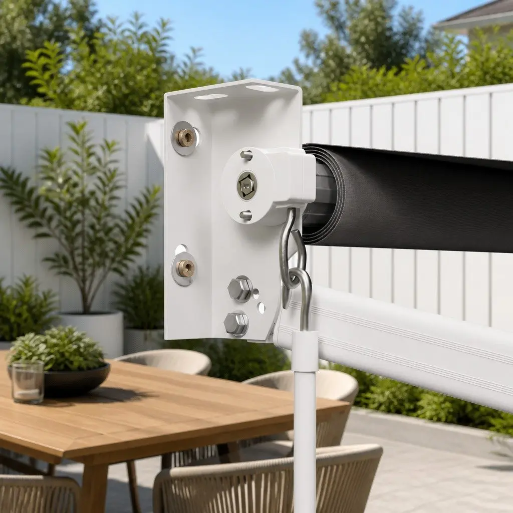 Manual Retractable Folding Awning Grey 2m x 1.5m for Garden Patio Shade