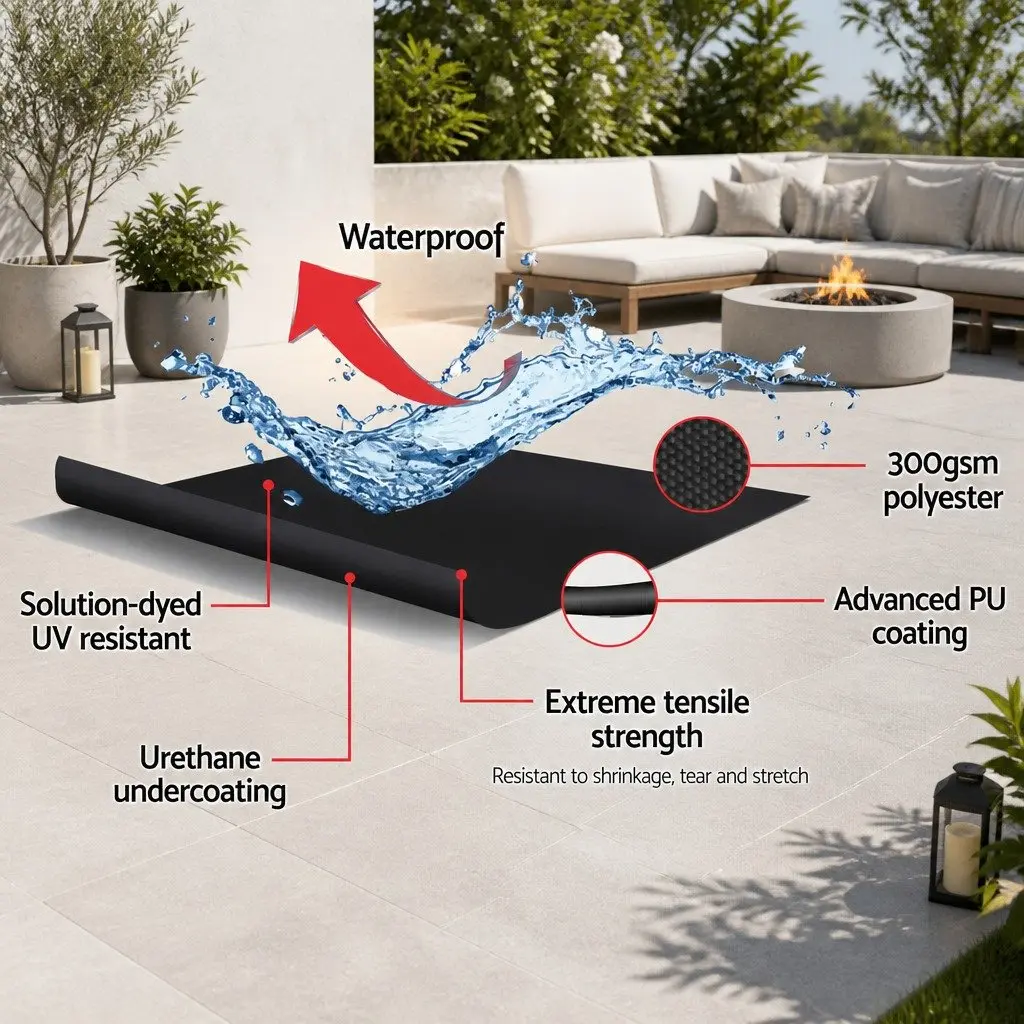 Folding Arm Awning Manual Retractable Sunshade Outdoor Patio Garden 3m x 2.5m