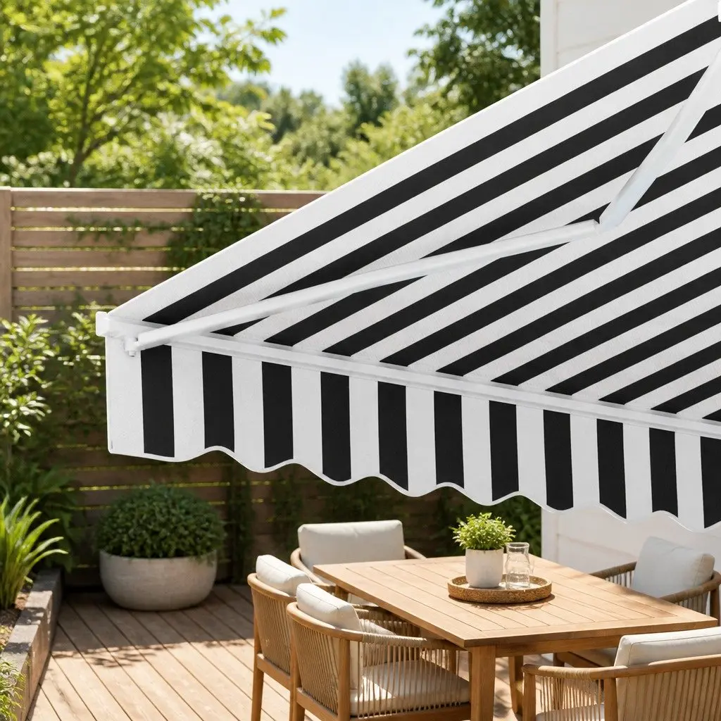 Folding Arm Awning Retractable Manual Sunshade 3m x 2.5m Patio Garden Shade
