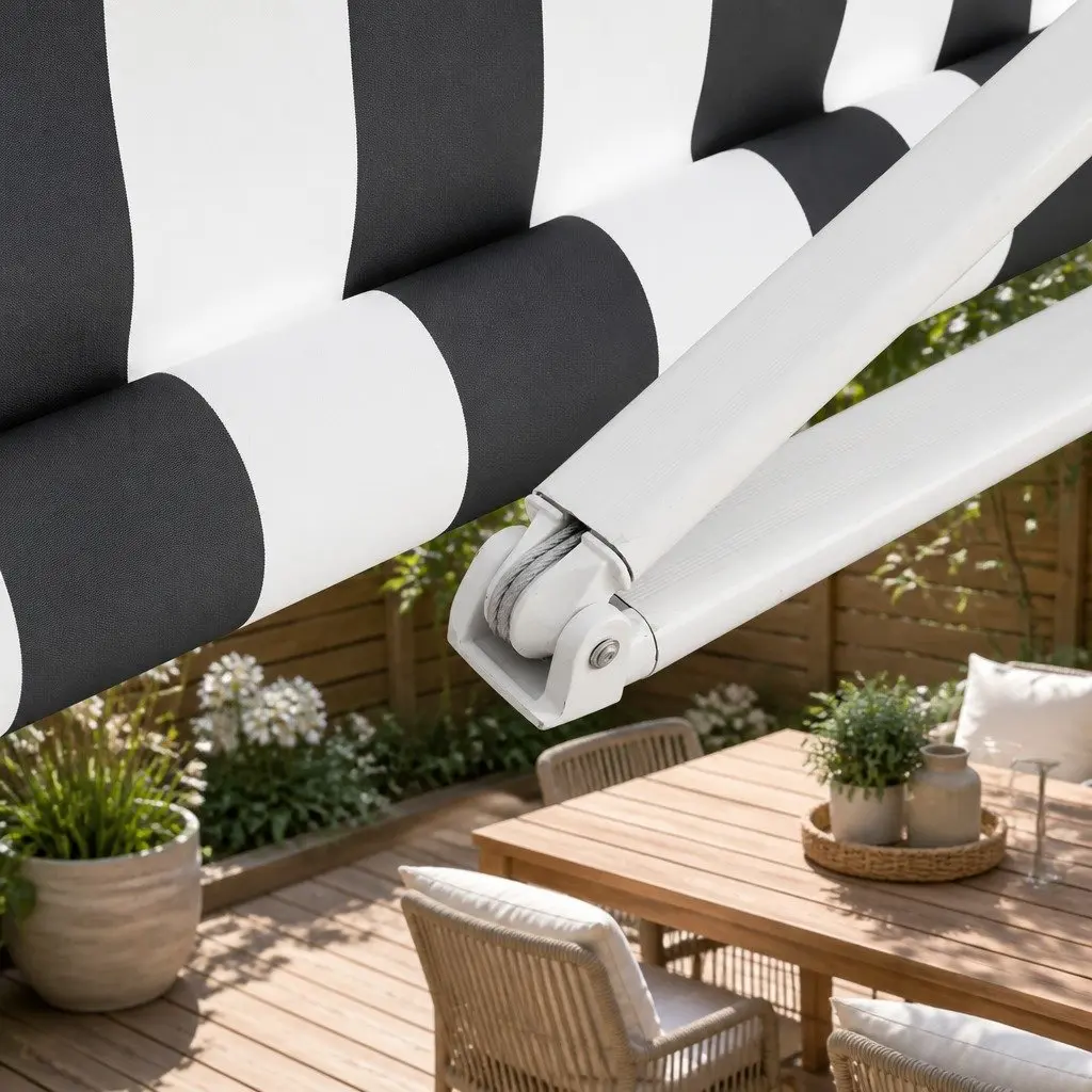 Folding Arm Awning Retractable Manual Sunshade 3m x 2.5m Patio Garden Shade