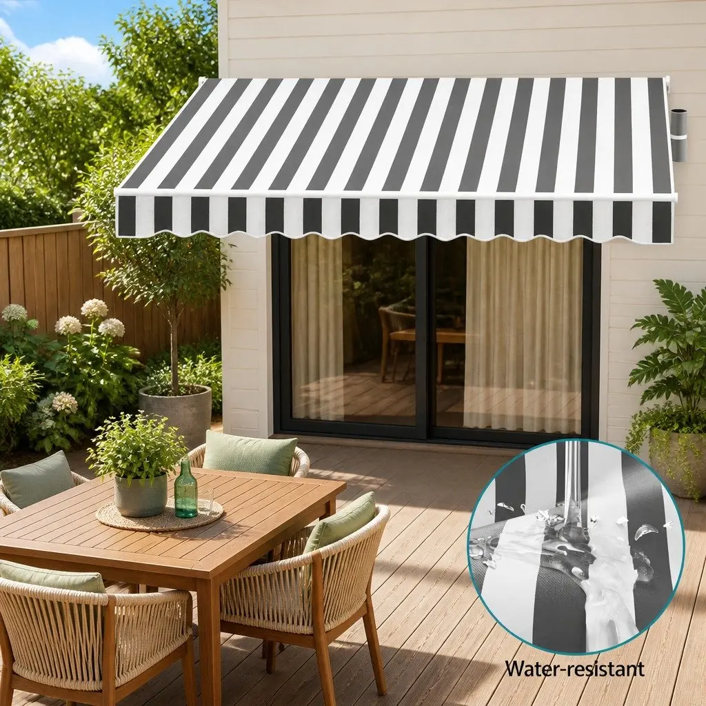 Folding Arm Awning Retractable Manual Sunshade 3m x 2.5m Patio Garden Shade