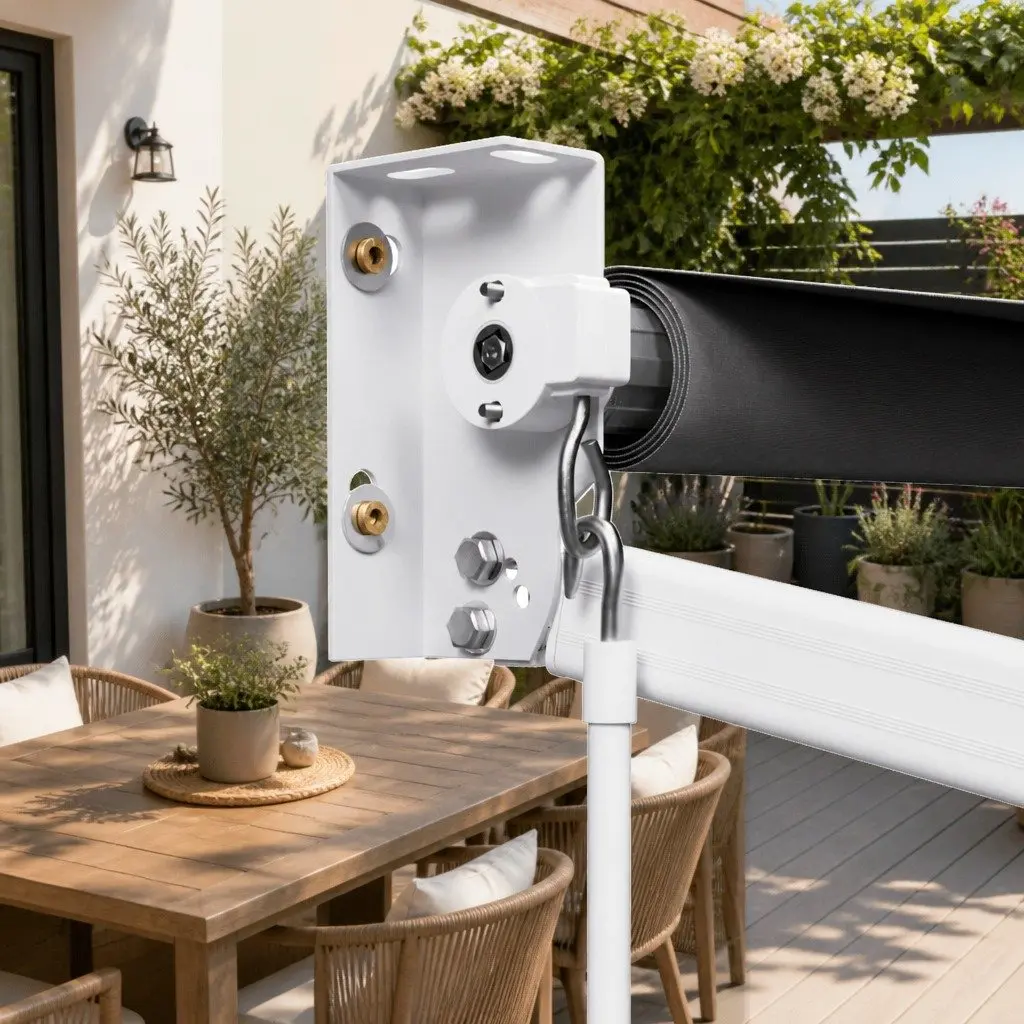 Folding Arm Awning Manual Retractable 4m x 3m Grey