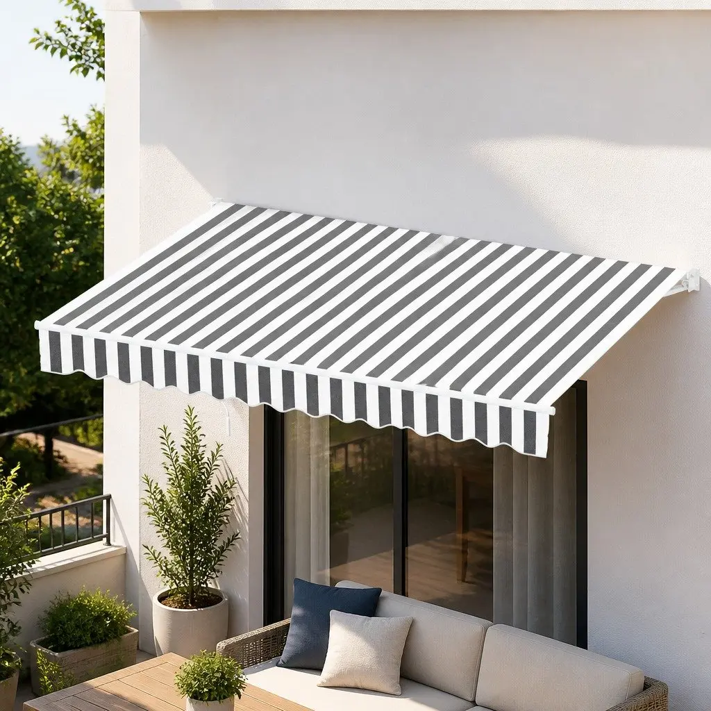 Grey Folding Arm Awning 4.5m x 3m
