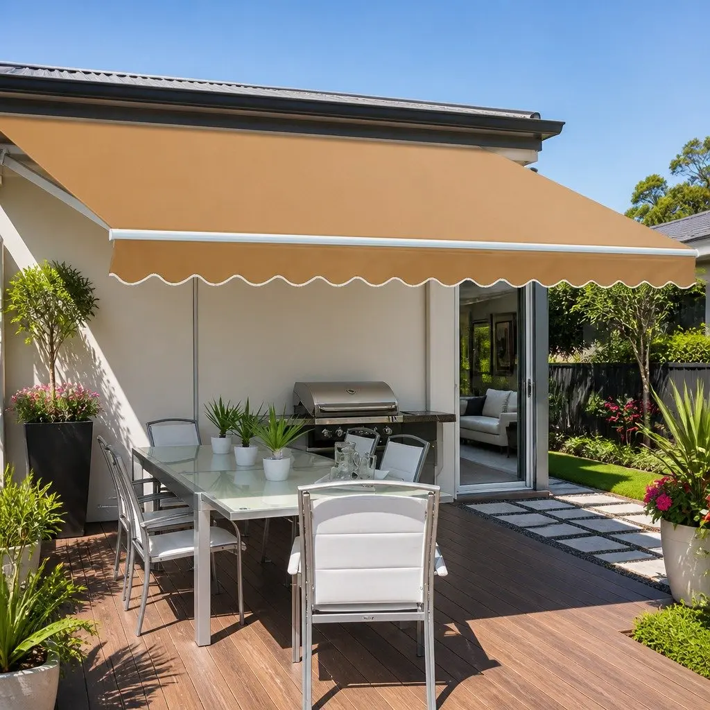 Motorised Retractable Folding Arm Awning Remote Control 2.5m x 2m Aluminium Frame Polyester Fabric